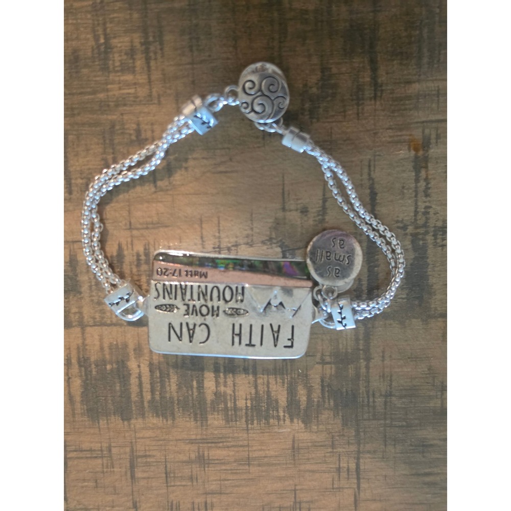 Faith Can Move Mountains‎ Scripture Bracelet Matt 17:20 Silver Tone